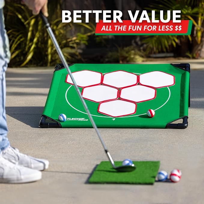 GoSports BattleChip Pong Chipping Golf Games for Adults and Families - Outdoor & Indoor Golf Game Set - Home, Backyard, Lawn, Beach, & More
