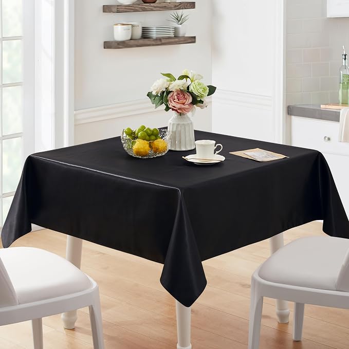 6 Pack Satin Table Cover Rectangle Silkly Soft Table Cloth, Satin Dining Table Cloths for Wedding Banquet Table Decoration, Dining Room, Indoor and Outdoor Use, 60 x 120 Inches, Black