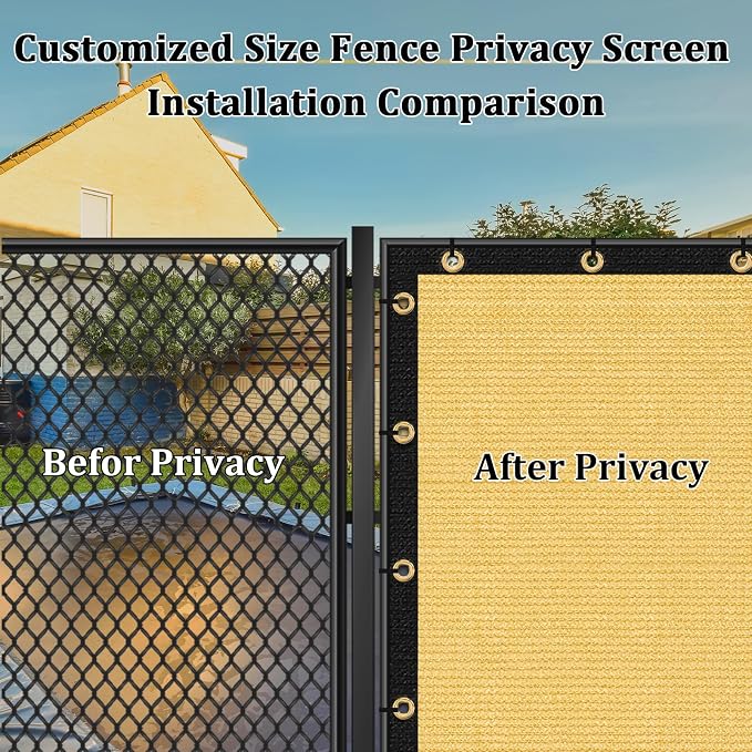 Shade&Beyond 8'x20' Sand Privacy Screen Fence Cover 170 GSM Fencing Mesh Fence Panel for Wall Garden Yard Backyard Indoor Outdoor Home Decoration