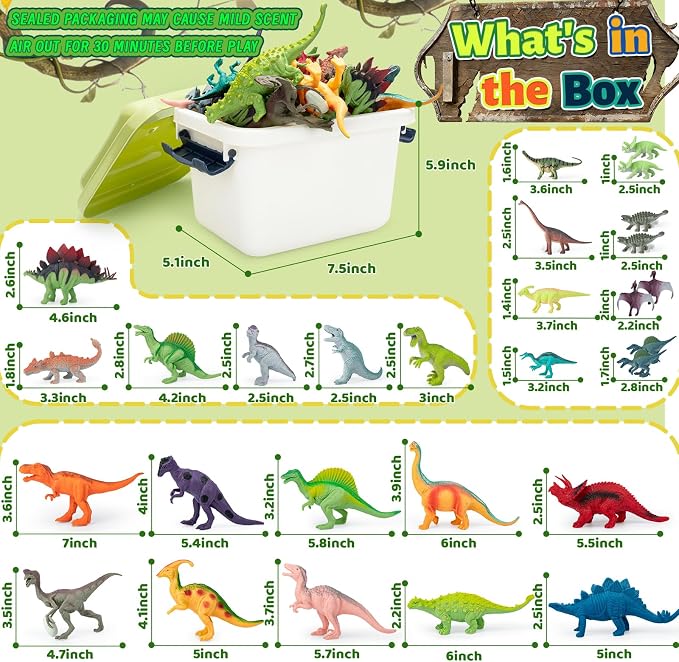 28 PCS Dinosaur Toys for Kids 3-5 with Storage Case,Realistic Dinosaurs Toy Set,Dinosaur Figures for Kid,Birthday Gift for Boys and Girls,Dinosaur Party Favors