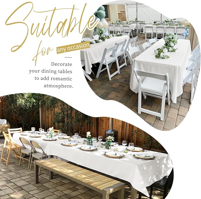 Showgeous 4 Pack Ivory Tablecloth 60 x 102 Inch, Rectangle Table Cloth for 6 Foot Table, Wrinkle Resistant Washable Polyester Table Cover for Wedding Dining Table Buffet Parties and Camping
