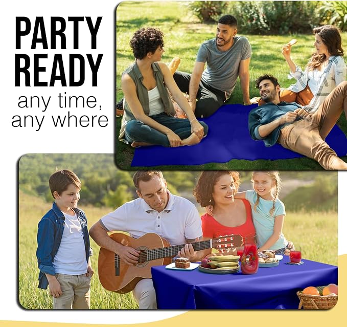 Party Solids 66% Thicker Premium Navy Blue Plastic Table Cover Roll 40" X 300' Table Cloth Plastic Cover Roll Quality Thick Banquet Rolls Disposable Tablecloth Rolls Strong American Based Company