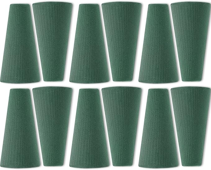 Shihanee 12 Pcs Floral Foam Cones for Artificial & Fresh Flowers, 4.72 x 2.8 Inch Wet & Dry Green Foam Blocks for Cemetery Vase Inserts, Wedding Centerpieces, and DIY Flower Arrangement Supplies