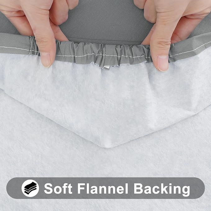 Smiry 3 Pack Rectangle Table Cloth, Elastic Fitted Flannel Backed Vinyl Tablecloths for 8ft Folding Tables, Waterproof Wipeable Table Covers for Indoor, Outdoor, Camping and Picnic (Grey, 30"x96")