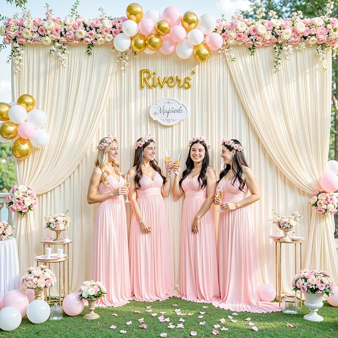 10x10 Champagne Backdrop Curtain for Parties Wedding Baby Shower Wrinkle Free Photo Curtains Backdrop Drapes Fabric Decoration for Bridal Shower 5ft x 10ft,2 Panels