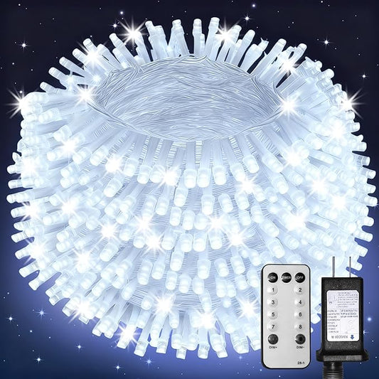 Christmas String Lights Indoor Outdoor Clear Wire,200LED 66FT Connectable White Christmas Lights Outdoor for Bedroom 8 Mode, Twinkle Fairy Light Plug in for Home Wedding Yard Patio Decoration
