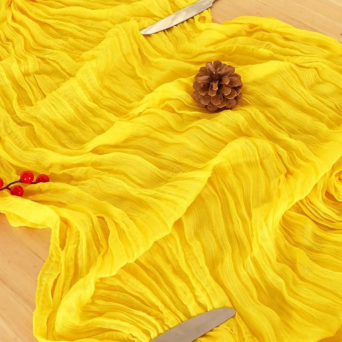 8 Pack Yellow Cheesecloth Table Runner 120 Inch 10FT Gauze Cheese Cloth for Spring Home Decor, Baby Shower, Birthday, Wedding Decoration