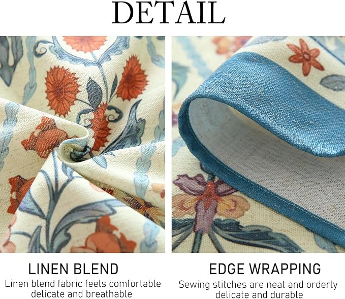 ISAENNE Designer Elegant Round Linen Tablecloth,Diameter 55"-Floralsea A | French Vintage Table Cloth,Colorful Floral Pattern,Beautiful,Decoration,Heavyweight,Dining Room,Kitchen,Thanksgiving