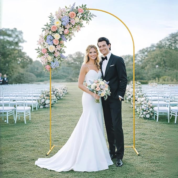 7.2FT Gold Arch Backdrop Stand, Metal Wedding Arch Frame for Ceremony, Balloon Arch Stand for Party, Birthday, Bridal Shower, Baby Shower Decorations