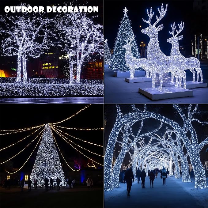 Fairy Lights Plug in,400FT 1200LEDs Waterproof Led String Lights,8 Modes Remote Twinkle Light for Outdoor Indoor Christmas Wedding Birthday Garden Party Decorations,Silver Wire,Cool White