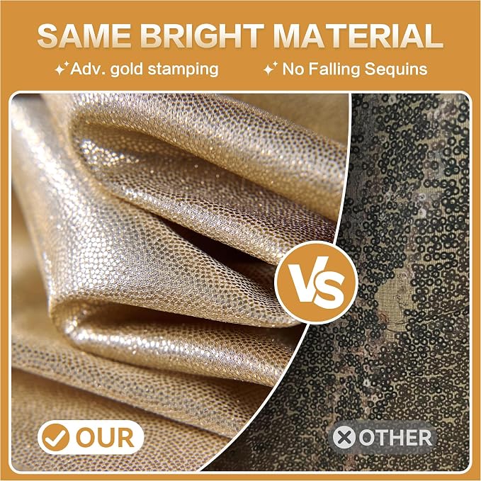 gogoparti 10x12FT Champagne Sequin Backdrop Curtain-2 Panels of 5x12FT Wrinkle-Free Glitter Drapes for Photography, Birthdays, Weddings & Graduations