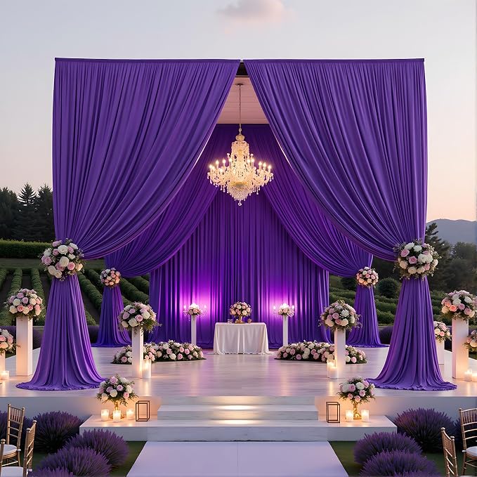 10ftx12ft Purple Backdrop Curtains for Wedding-Wrinkle Free Backdrops Curtain Drapes Fabric Decorations Photo Back Drop Cloth for Baby Shower Photography Stage Reception 2Panels 12ft(H) x 5ft(W)