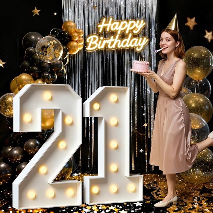 3FT Marquee Numbers 21, Large Light Up Numbers for 21st Birthday Decorations Big DIY Mosaic Number 21 Birthday Party Backdrop for Women and Men Anniversary Decor Pre-Cut Foam Board Kit