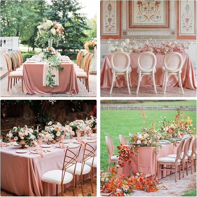 4 Pack Rectangle Tablecloth for 6 Foot Tables Washable Polyester Table Cover for Wedding Dining Table Parties Banquet（60x102 Dusty Rose）