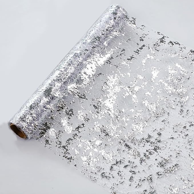 Snowkingdom Silver Table Runner, Sequin Glitter Foil Metallic Runner 11 Inch x 100 Feet, Silver Mesh Table Decorations Centrepiece for Wedding Birthday Party Christmas