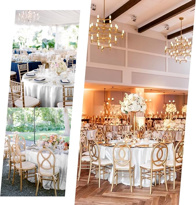 12 Pack 108 Inch Round White Satin Tablecloths, Wrinkle & Stain Resistant, Perfect for Weddings, Fine Dining & Casual Settings