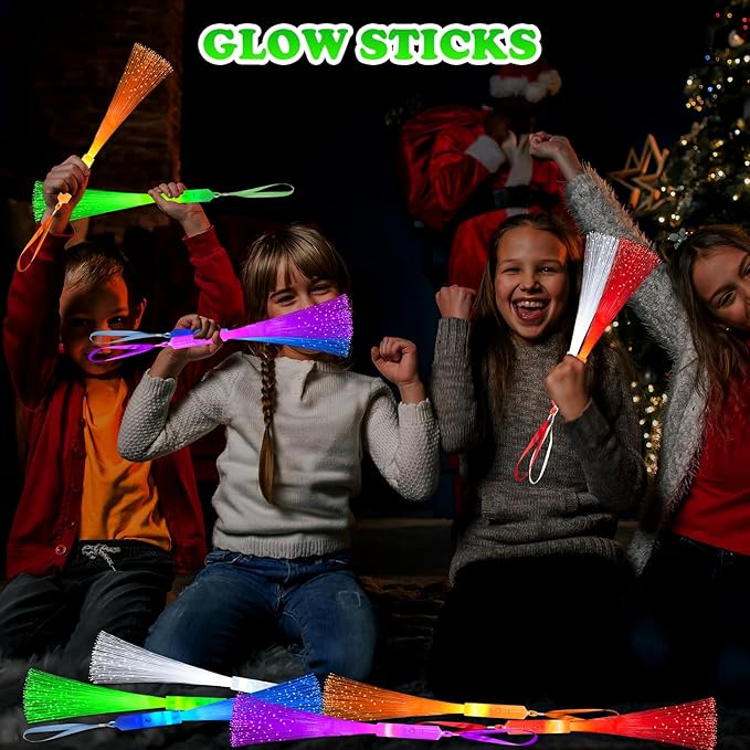 Glow in Dark Party Favors Supplies Toys Accessories for Kids-12 Pack,Light Up Fiber Optic Wand LED 4 of July Sparklers Fireworks Sticks for Toddlers, Basket Stuffers Games Decorations for Boys Girls