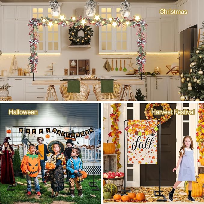 8.2 FT Wedding Arch Rectangle Stand Square Backdrop Stand, Extra Clamps to Table Rod Stand, Adjustable Photo Booth Background Kit, Balloon Arch Stand for Valentines Day Birthday Baby Shower Decor