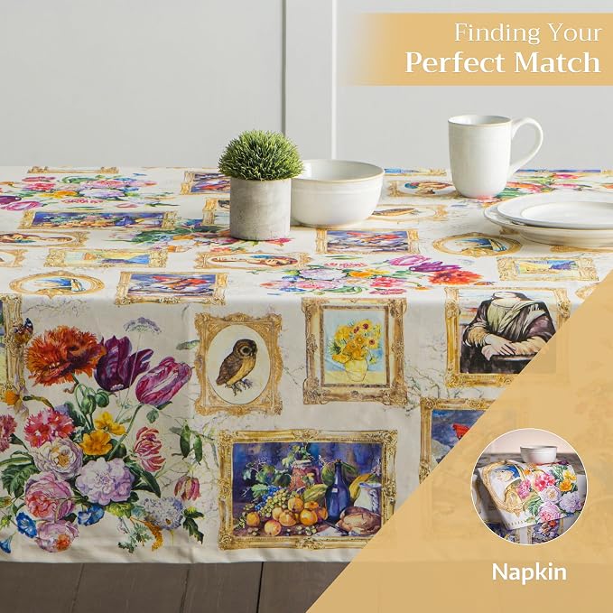 Maison d' Hermine Table Cloth Rectangle Table 100% Cotton 60 x 120 Inches Tablecloth Reusable Decorative for Dining Kitchen Room Farmhouse Party Home Hotel Restaurant Spring Summer - Masterpiece