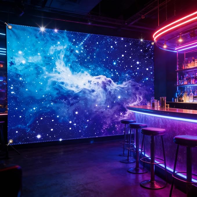 Galaxy Backdrop 10×6.5ft Starry Sky Universe Space Nebula Photo Background – Cosmic Galaxy Wall Hanging for Bedroom Decor & Party Decorations with Ribbon, Polyester Fabric