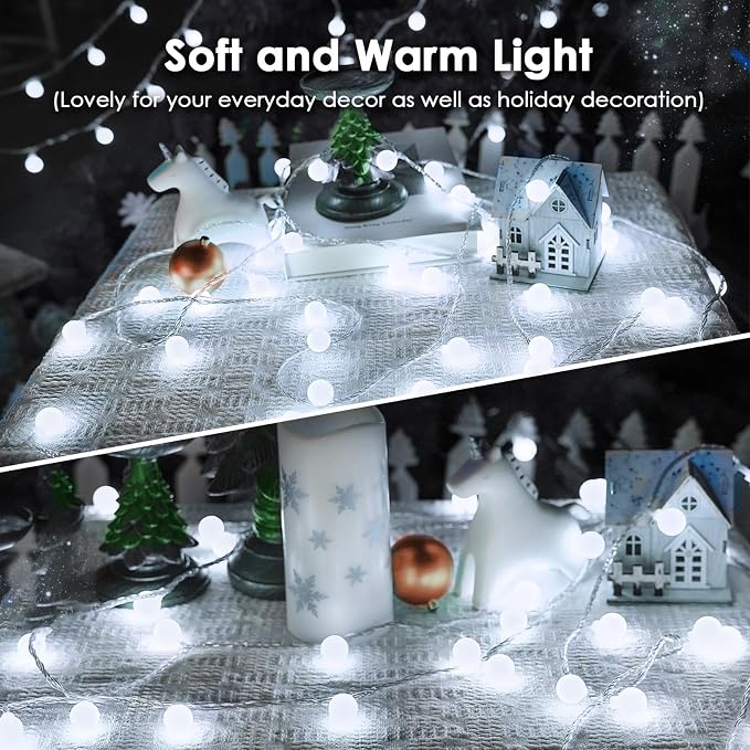 100LED Connectable Classroom String Lights Indoor Outdoor, 43ft White Globe Lights Plug in with Remote, 8 Lighting Modes Waterproof Fairy Light for Bedroom Classroom Wedding Christmas Decorations
