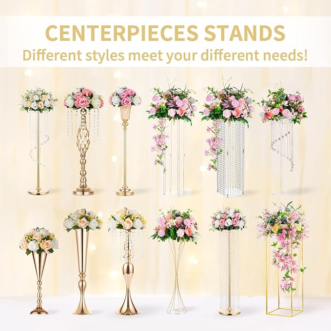 10 Pcs Tabletop Metal Wedding Flower Trumpet Vase, 9.8 inch Table Decorative Centerpiece Artificial Flower Arrangements for Anniversary Ceremony Party Birthday Event Aisle Home Decoration, Silver