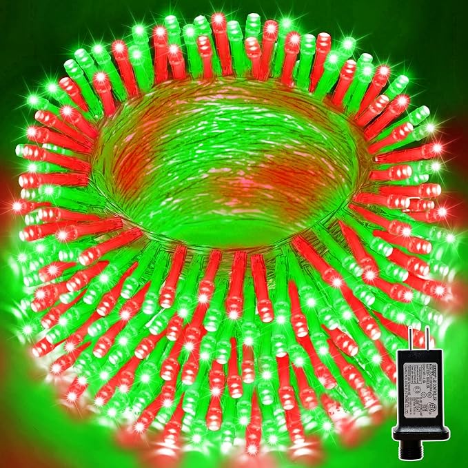 LAMPHOME Red and Green Christmas Lights, 66ft 200 LED String Lights,16 Modes Twinkle Fairy Light Plug in Waterproof for Indoor Outdoor,Christmas Tree Light for Holiday,Wedding Party,Xmas Decor