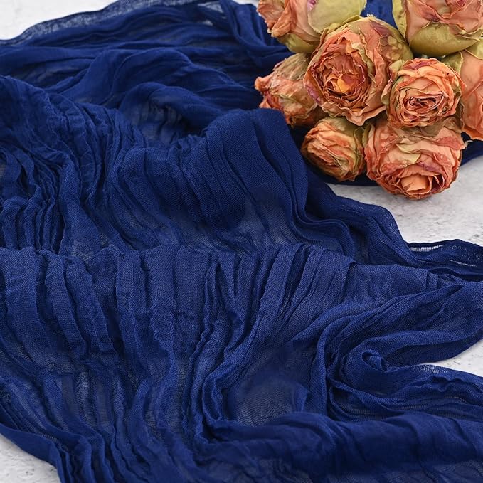 24 Pack Royal Blue Cheesecloth Table Runner,10FT Gauze Boho Long Cheesecloth Table Runners 20x120inch Rustic Cheese Cloth Table Runner for Wedding Party Bridal Shower,Table Decorations