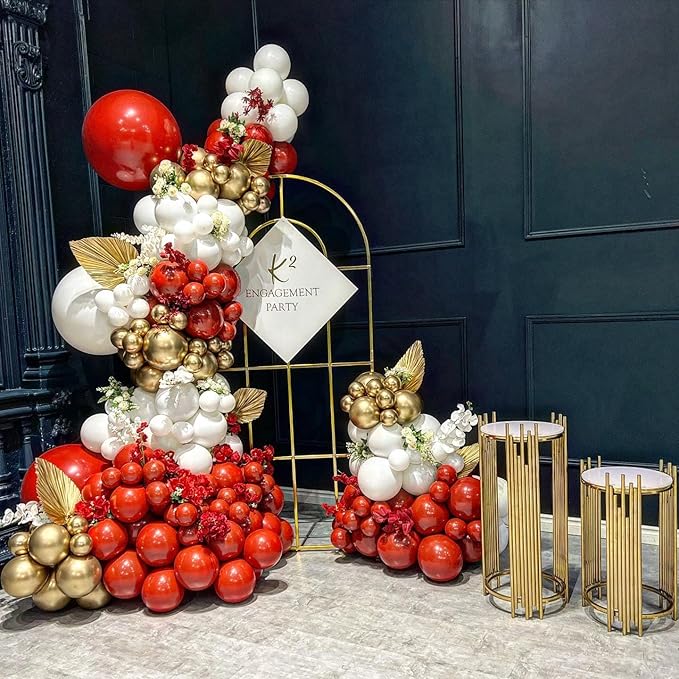 Double Stuffed Red Balloons Different Size 115Pcs 5/10/12/18 Inch Rudy Red Balloon Garland Arch kit for Birthday Wedding Baby Shower Christmas Party Decorations