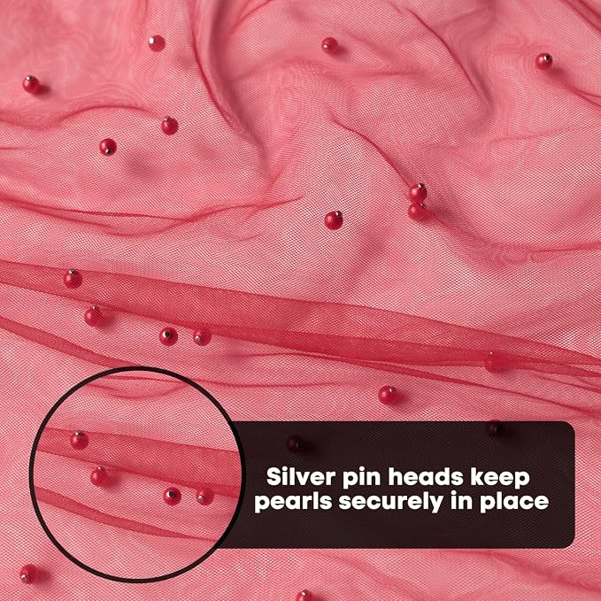 Artoid Mode 3PCS Pearl Red Gauze Table Runner 120 Inch 10FT, Seasonal Sheer Dining Holiday Wedding Birthday Baby Shower Table Decor for Home Party