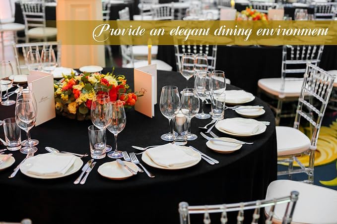12 Pack Round Tablecloth 120 inch Black Table cloths for Round Tables,Stain and Wrinkle Resistant Washable Polyester Tablecloths Black Table Cloth 120 Inch Round Table Cloth for Wedding Party Birthday