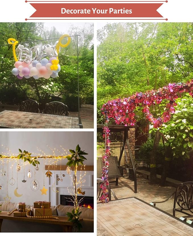 Over The Table Rod Stand with Clamps 49-102" Adjustable Metal Balloon Arch Stand Flower Table Arch Suitable for Birthday,Party,Wedding,Halloween,Xmas Decoration,Sliver Gray