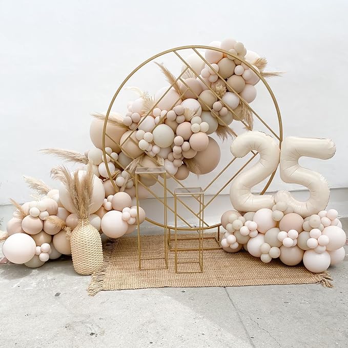 Double Stuffed White Sand balloons Different Size 115Pcs 5/10/12/18 Inch Sand White Balloon Garland Arch kit for Birthday Wedding Baby Shower Bridal Shower Neutral Party Decorations