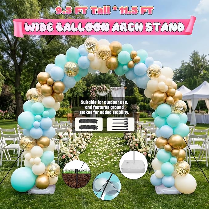 JOVIPOP Balloon Arch Kit,6 IN 1 Balloon Arch Stand With Weighted Water Bag Base for Birthday, Wedding, Engagement, Baby Baptism, Graduation,Christamas Party Decoration 9.5 Ft x 11.5 Ft