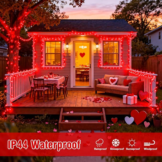 JMEXSUSS 2 Pack Solar String Lights Outdoor Waterproof, Total 66 FT 200 LED Solar Christmas Lights Outdoor, Twinkle Light for Christmas Tree Outside Garden Yard Xmas Decor, Red
