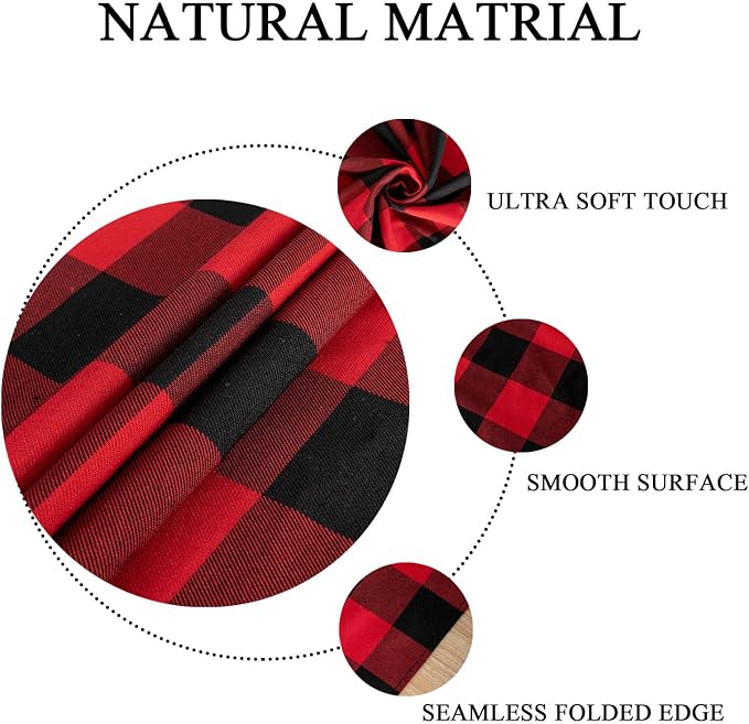 ShinyBeauty Red Black Table Runner 13X108-Inch Checked Runner for Table Christmas Decor Cotton Fabric Linen for Party/Dining Tables Farmhouse Buffalo Plaid Table Cover