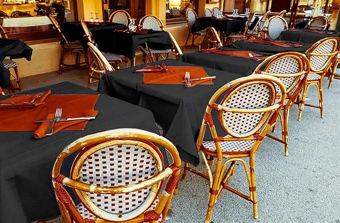 12 Pack Black Square Tablecloths 52 x 52 Inch, Table Cloth for Square Table, Stain and Wrinkle Resistant Washable Fabric Table Cloth, Polyester Tablecloth for Restaurant Banquet Party