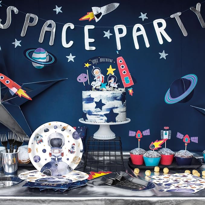 96 Pcs Space Plates and Napkins Party Supplies - Decorations and Themed Favors