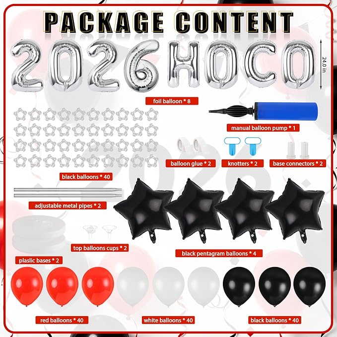 2 Sets Homecoming 2026 Balloon Column Stand Party Decorations Kits with Balloons Class of 2026 Hoco Balloon Tower Stand Kit for Homecoming Prom Party Photo Booth Props Backdrop Decor Party Supplies
