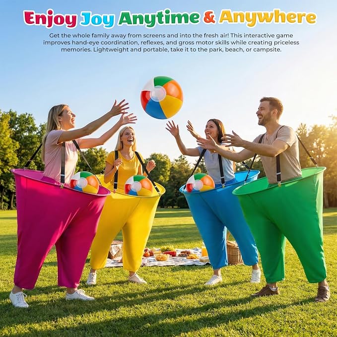 Granny Pants Yard Game Set, Giant Yard Games with 20 Bouncy Balls, 4 Suspenders, Pumps & Flags, Funny & Outdoor Games for Adults and Family, Huge Backyard Games for Lawn, Camping & Party Games