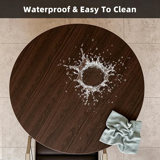 Round Table Mats - Can Be Used On Both Sides Waterproof and Easy to Clean Good Flatness Used for Dining Table(Walnut Wood Grain Dia.54Inch)