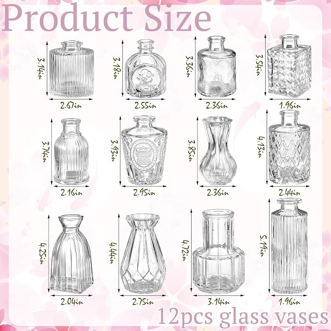 36 Pcs Artificial Flowers Table Centerpiece with Vases Colorful Wildflower Centerpieces Silk Flower Arrangement for Wedding Baby Shower Table Centerpieces Party(Warm Tone,Clear)