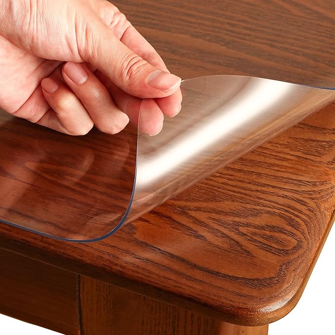 Clear Table Cover Protector Rectangle 32 x 32 Inch, 1.5mm Transparent Plastic Table Protector Waterproof, Anti-Scratch Clear Desk Mat for Office Desktop Dresser Dining Table