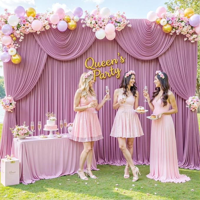 Dusty Pink Backdrop Curtain for Parties Wedding Wrinkle Free Pink Photo Curtains Backdrop Drapes Fabric Decoration for Birthday Party Baby Shower 5ft x 7ft,2 Panels