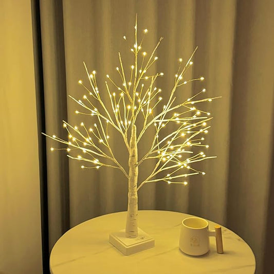 144 LED Artificial Tree Lights with Timer, DIY Birch with LED Light, Light Tree Lights USB/Battery Operated, Fairy Lights Spiritual Tree for Table Home Wedding Bedroom Christmas (Warm White)
