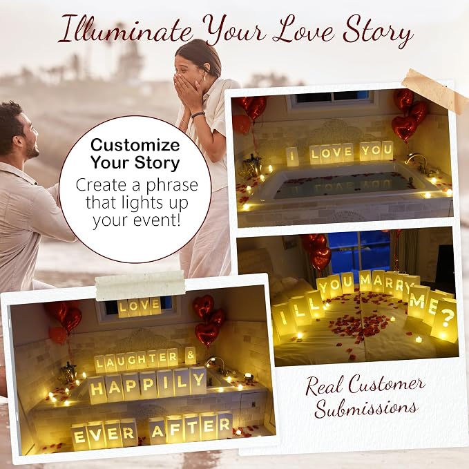 Design Your OWN Customizable Luminary Bags with LED Tea Light Candles, Balloons, and Rose Petals – Romantic Decorations for Proposals, Anniversaries, and Special Moments