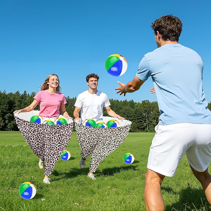 Granny Pants Outdoor Game, 2PCS Granny Pants Game with 8 Bouncy Balls & 1 Air Pump (Random Colors), Big Pants Beach Ball Game Granny Pants Yard Game for Adults and Family Group Activities