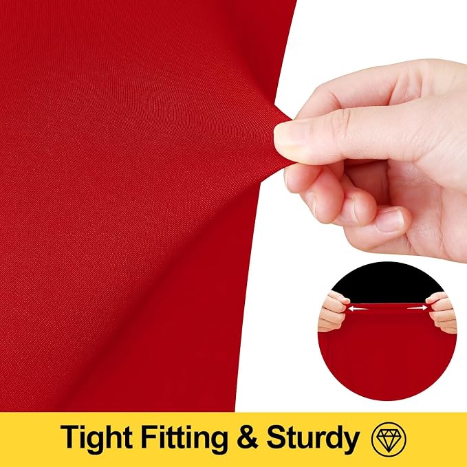 Smiry Round Spandex Tablecloth 2 Pack, Elastic Fitted Washable Tablecloths for 72 Round Tables, Waterpoof Stretch Table Cover Skirt for Outdoor, Wedding, Banquet & Parties, Red