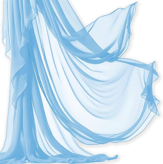 Barcelonetta | Chiffon Fabric | Decoration, Drapery Fabric | Wedding, Gender Reveal, Baby Shower, Birthday | for Arbor, Arch, Canopy, Table and Chair Decoration (Light Blue, 10 Yards)