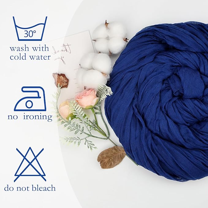 16 Pack Royal Blue Cheesecloth Table Runner 10ft Boho Gauze Fabric 120 Inch Cheese Cloth Table Runner Rustic Sheer for Holiday Baby Shower Party Décor Home Wedding Decoration